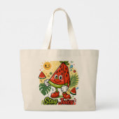 Süße Wassermelonen-Cartoon Jumbo Stoffbeutel (Rückseite)