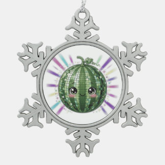 Süße Wassermelonen-Diskokugel Schneeflocken Zinn-Ornament
