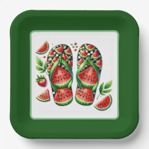 Süße Wassermelonen Flip Flop Strandparty  Pappteller