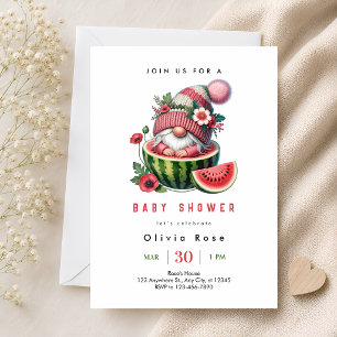 Süße Wassermelonen-Gnom-Baby-Party Einladung