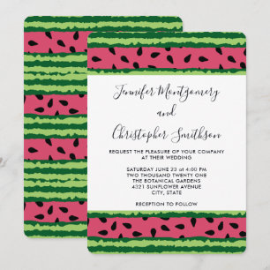 Süße Wassermelonen-Muster Rosa & Grüne Hochzeit Einladung