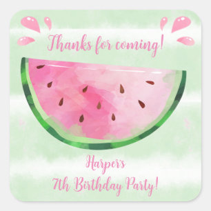 Süße Wassermelonen-Partygeschenke zum Geburtstag Quadratischer Aufkleber