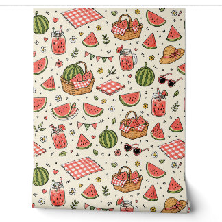 Süße Wassermelonen-Picknick-Kritzeleien Sommerfrüc Tapete