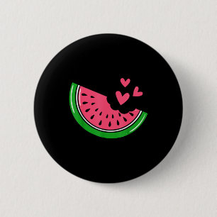 Süße Wassermelonen-Scheibe mit Herzen angebissen S Button