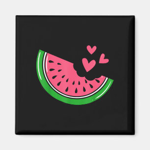 Süße Wassermelonen-Scheibe mit Herzen angebissen S Magnet