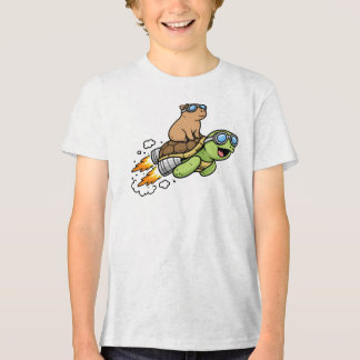 Süße Wasserschweinchen auf Schildkröte das lustige Tri-Blend Shirt