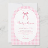 Süße Watercolor Coquette Rosa Schleife Mädchen Bab Einladung (Vorderseite)