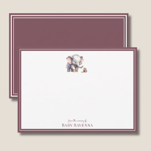 Süße Watercolor-Elefanten-Baby-Shower-Notizkarte Mitteilungskarte
