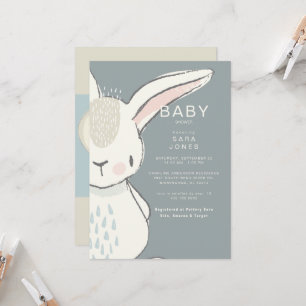 Süße Watercolor-Hasen-Baby-Party  Einladung