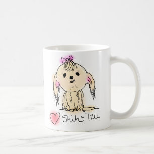 Süße weibliche Shih Tzu Doodle Zeichnung Kaffeetasse