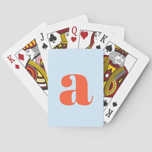 Süße weiche blaue orange Monogramm Retro-Lettern Spielkarten (Rückseite)