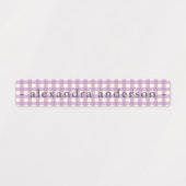 Süße weiche lila Gingham-Kindernamen-Wasserfest-Et Etiketten (Design 1)