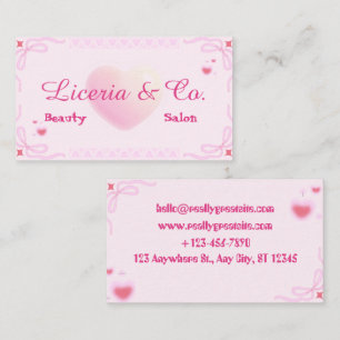 Süße weiche rosa Herz Liceria & Co. Beauty Salon B Visitenkarte