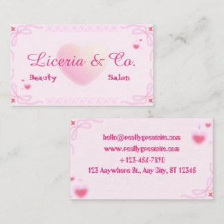Süße weiche rosa Herz Liceria & Co. Beauty Salon B Visitenkarte