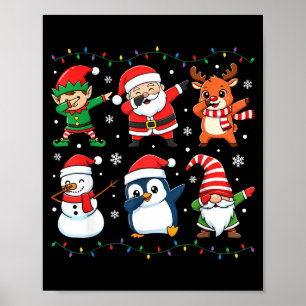 Süße Weihnachten Dabbing Weihnachtsmann Elf Rentie Poster