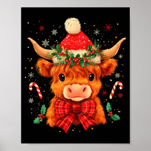 Süße Weihnachten Highland-Kuh Mooey Xmas Färse San Poster