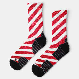 Süße Weihnachts-Candy-Cane-Glitter-Gestreifte Must Socken