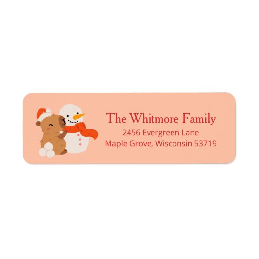 Süße Weihnachts-Capybara-Rücksendeadresse (Vorne)