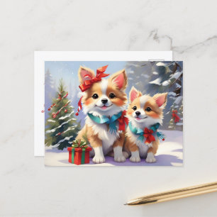 Süße Weihnachts-Corgis - Festliche Freude Postkarte
