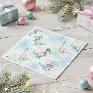 Süße Weihnachts-Dinosaurier-Kinder-Feiertags-Dino- Serviette