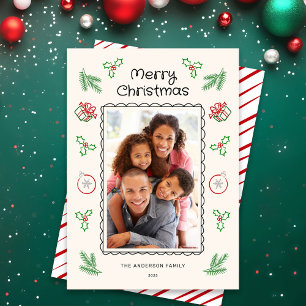 Süße Weihnachts-Doodle-Foto Weihnachts-Feiertags-K Feiertagskarte