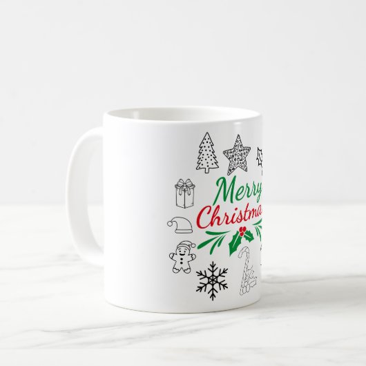 Süße Weihnachts-Doodle-Kaffeetasse Kaffeetasse (Vorderseite Links)