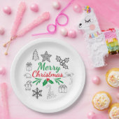 Süße Weihnachts-Doodle-Papierteller Pappteller (Party)