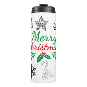 Süße Weihnachts-Doodle-Thermal-Tasse  Thermosbecher