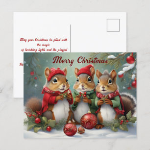 Süße Weihnachts-Eichhörnchen entzücken Postkarte