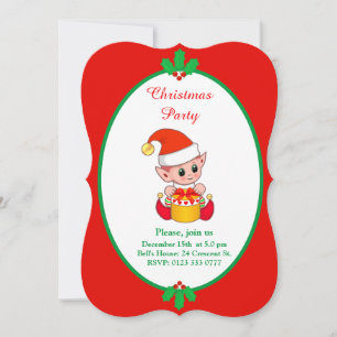 Süße Weihnachts-Elf-Einladung Einladung