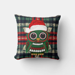 Süße Weihnachts-Eule Karo-Cozy Festliche Feiertags Kissen