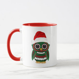 Süße Weihnachts-Eule Karo-Gemütlichkeit Festliche Tasse