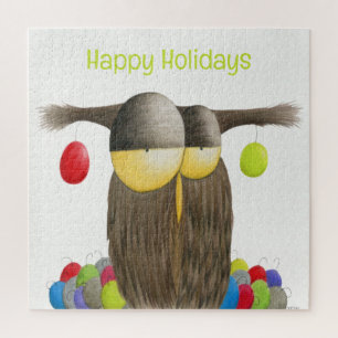 Süße Weihnachts-Eulen-Illustration Puzzle