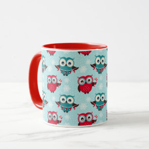 Süße Weihnachts-Eulen-Muster-Tasse Tasse