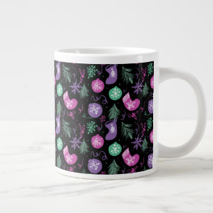 Süße Weihnachts-Gekritzel-Schneeflocken-Christbaum Jumbo-Tasse