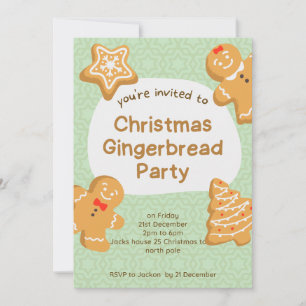 Süße Weihnachts-Gingerbread-Cookies-Einladung Einladung