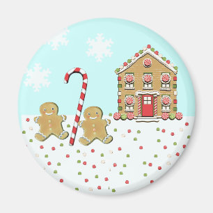 Süße Weihnachts-Gingerbread-Cookies-Haus Magnet