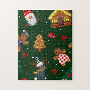 Süße Weihnachts-Gingerbread-Gnome-Rentier-Party Puzzle