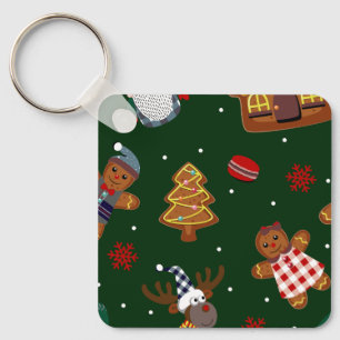 Süße Weihnachts-Gingerbread-Gnome-Rentier-Party Schlüsselanhänger