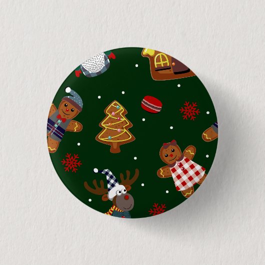 Süße Weihnachts-Gingerbread-Gnome-Rentiere-Party Button (Vorderseite)