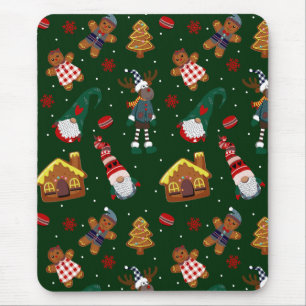 Süße Weihnachts-Gingerbread-Gnome-Rentiere-Party Mousepad