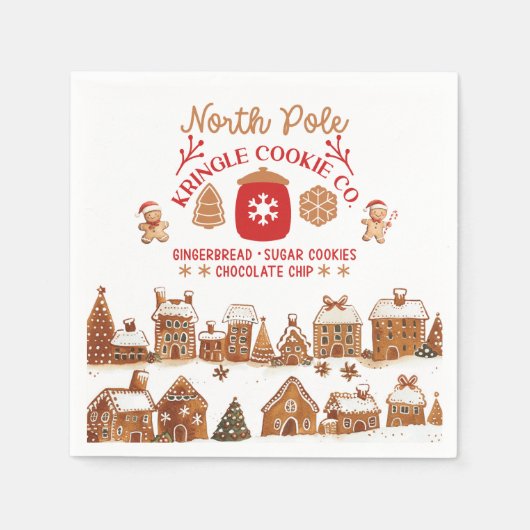 Süße Weihnachts-Gingerbread-Häuser-Kekse Serviette (Vorderseite)