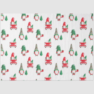 Süße Weihnachts-Gnome Baum auf rotem Auto Seidenpapier