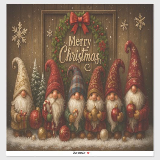 Süße Weihnachts-Gnome Frohe Aufkleber (Blatt)