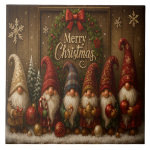 Süße Weihnachts-Gnome Frohe Fliese