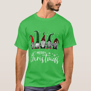 Süße Weihnachts-Gnome in Karo-Mützen Frohe Weihnac T-Shirt