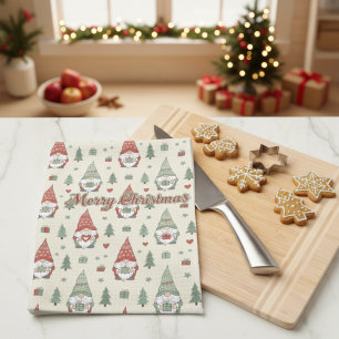 Süße Weihnachts-Gnome Skandinavisches Küchentuch