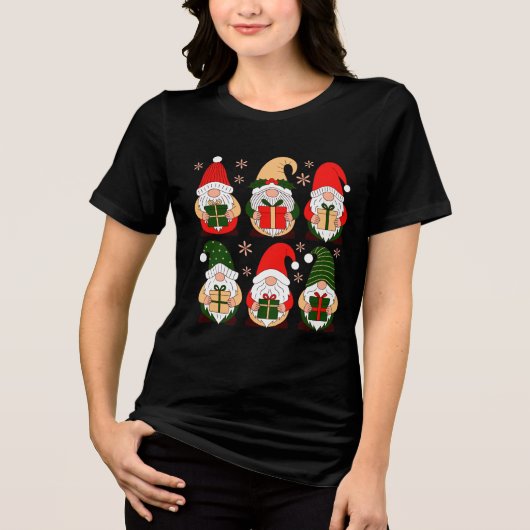 Süße Weihnachts-Gnome Tri-Blend Shirt (Vorderseite)