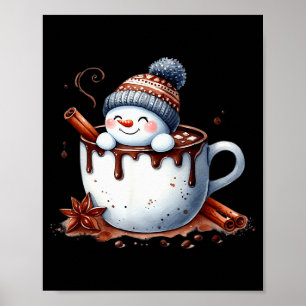 Süße Weihnachts-Heiße-Schokolade-Schneemann Poster