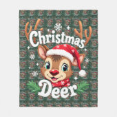 Süße Weihnachts-Hirsch-Illustration Fleecedecke (Vorderseite)